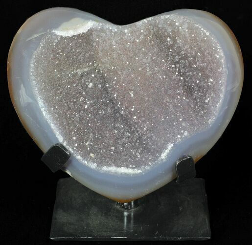 Polished, Agate Heart Filled with Druzy Quartz - Uruguay #62835